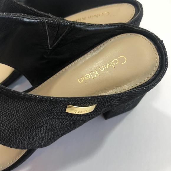 Calvin Klein Cirella Black Snakeskin Leather Mule - Picture 4 of 6